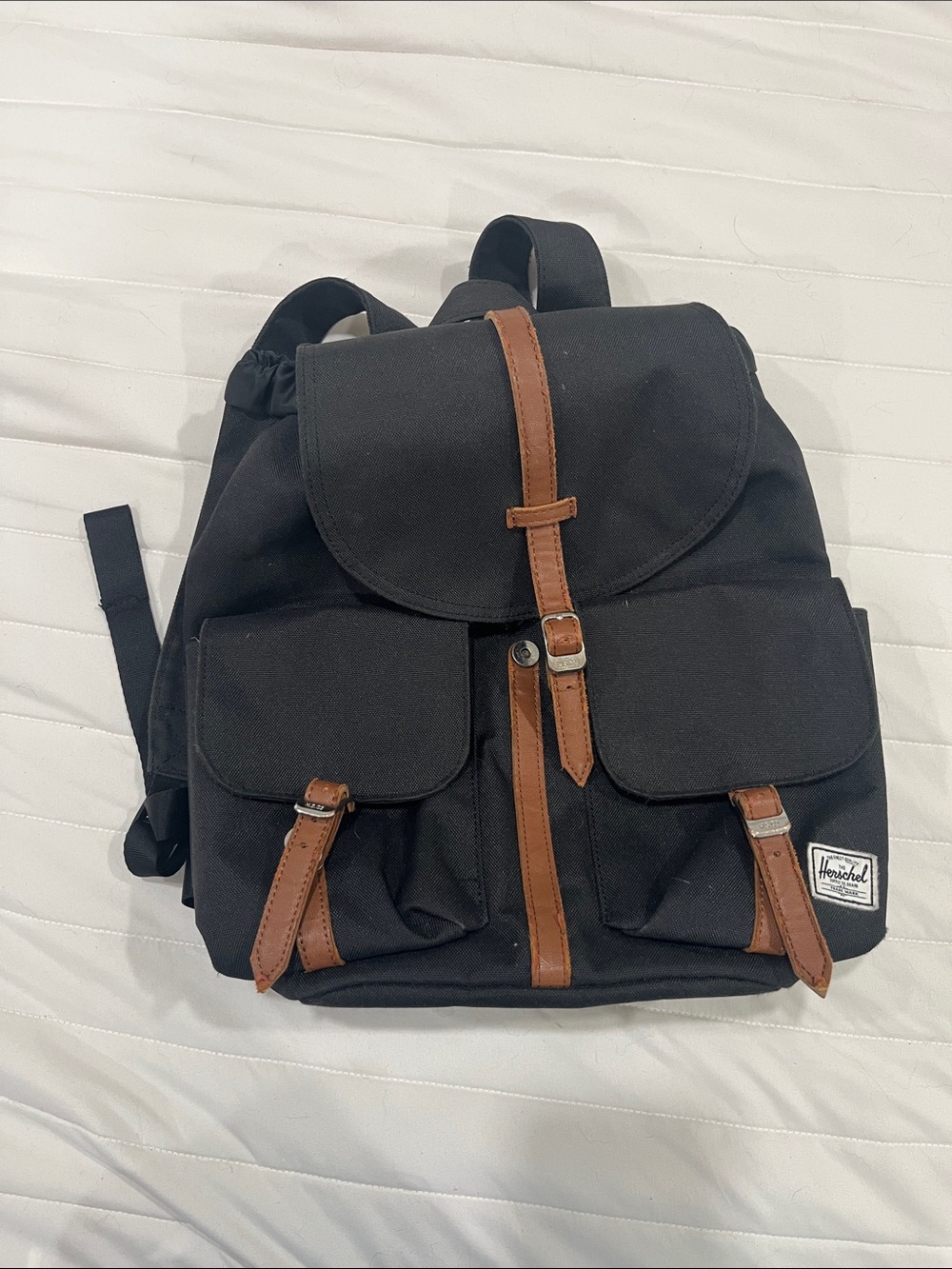 Herschel Black Backpack with Brown Trim